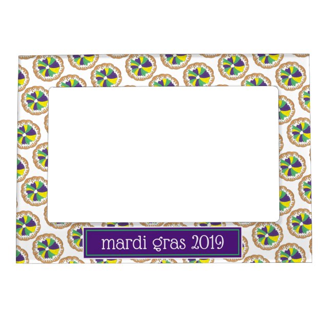 King Cake New Orleans NOLA Mardi Gras Carnival Magnetic Frame (Front)
