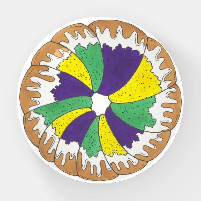 King Cake New Orleans NOLA Mardi Gras Carnival Paperweight (Front)