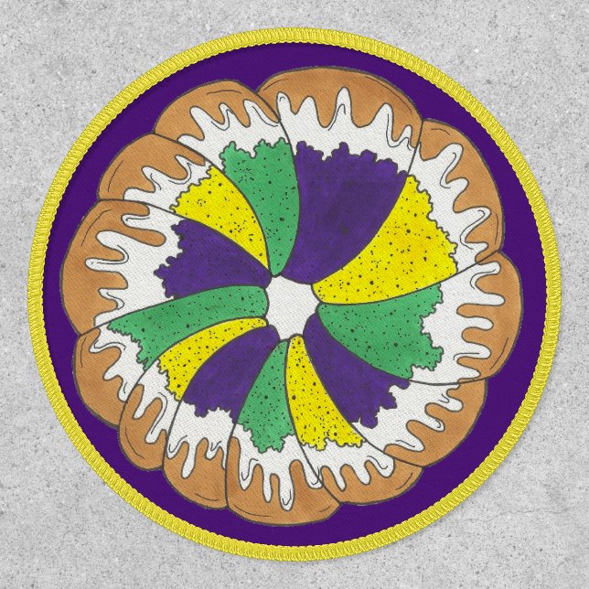 King Cake New Orleans NOLA Mardi Gras Carnival Patch (Front)