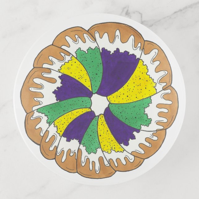 King Cake New Orleans NOLA Mardi Gras Carnival Trinket Tray (Front)