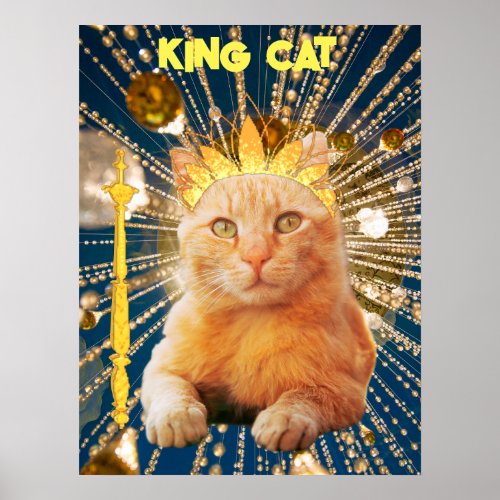  King Cat Funny Poster Pet Vets  Animal Groomers