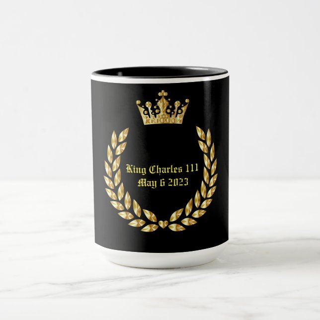 King Charles 111 Coronation .Black  Black/Gold Mug (Center)