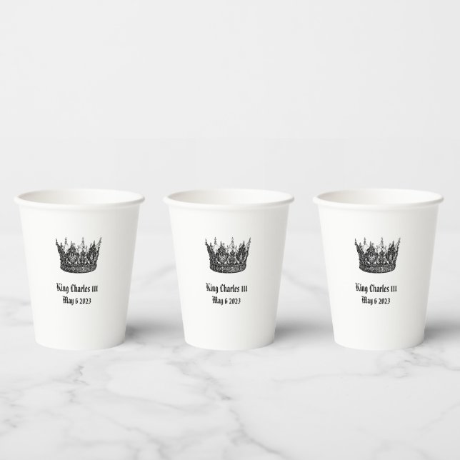 King Charles 111 Coronation May 6  2023 Paper Cups (Multi)