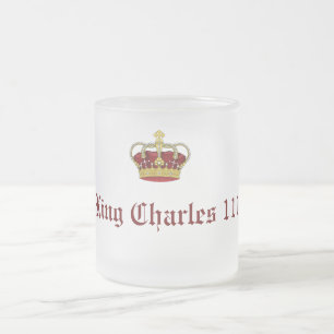 King Charles 111 Crown Royal Frosted Glass Coffee Mug
