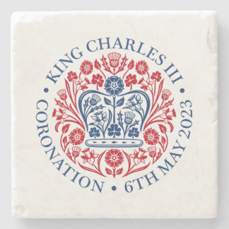 king charles 3rd emblem souvenir square paper coa stone coaster