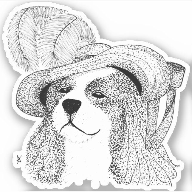 King Charles and Fancy Hat Sticker (Front)