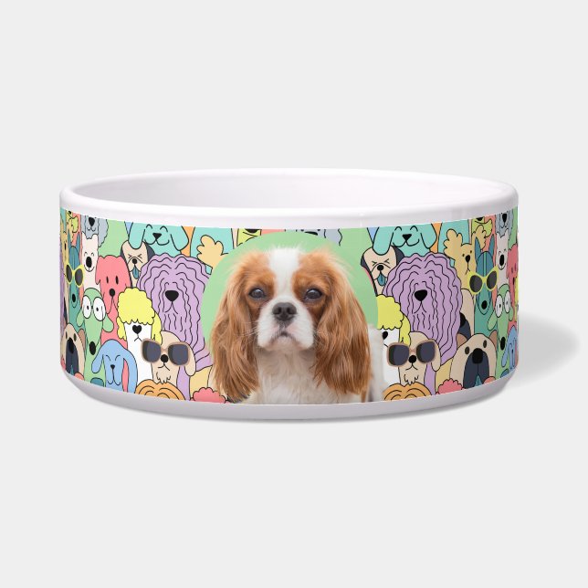 King Charles Cavalier Personalized Photo & Name Bowl (Front)