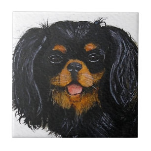 King Charles Cavalier Spaniel black and tan Tile