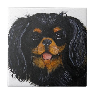 King Charles Cavalier Spaniel black and tan Tile