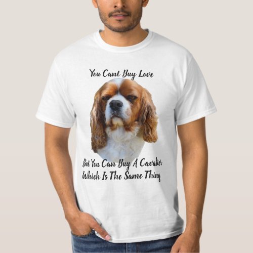 King Charles Cavalier Spaniel Dog Face And Logo T_Shirt