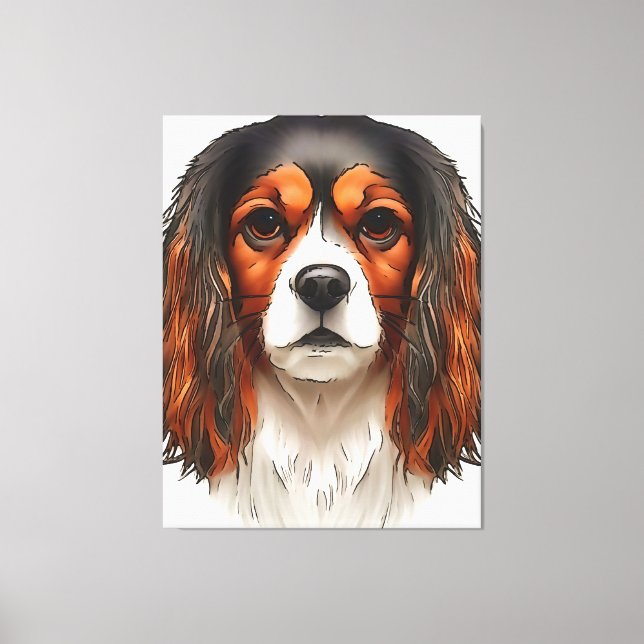 King Charles Cavalier Spaniel Pet Portrait  Canvas Print (Front)