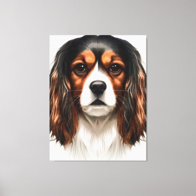 King Charles Cavalier Spaniel Pet Portrait Canvas Print (Front)