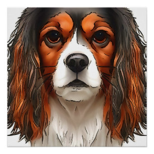 King Charles Cavalier Spaniel Pet Portrait Poster