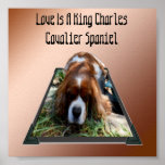 King Charles Cavalier Spaniel, Pop Out Art Poster<br><div class="desc">Pictured in a popout art design is a King Charles Cavalier Spaniel,  with the words love is a Cavalier Spaniel</div>