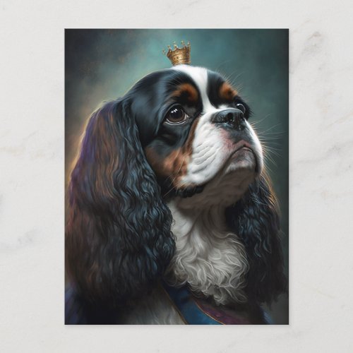 King Charles Cavalier Spaniel w Crown Postcard 2