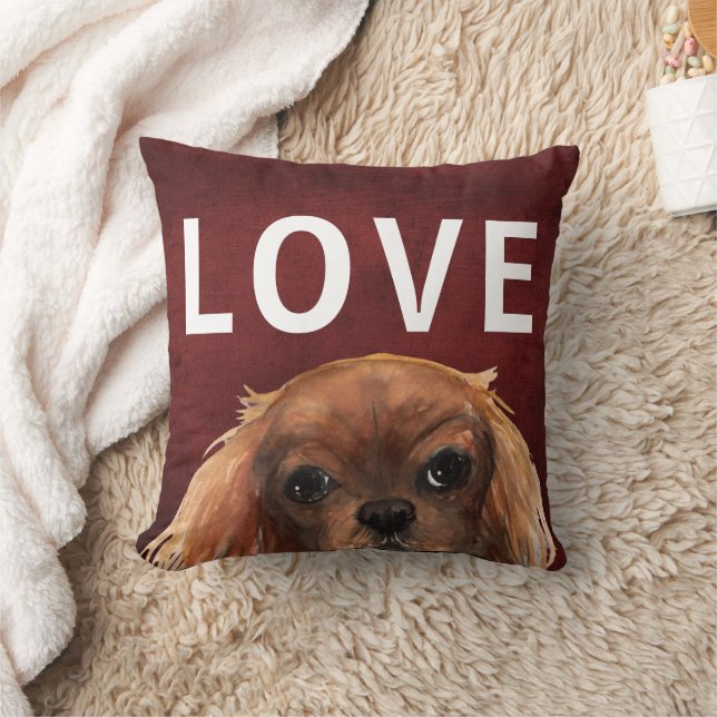 King Charles Cavalier Valentine's Day Throw Pillow (Blanket)