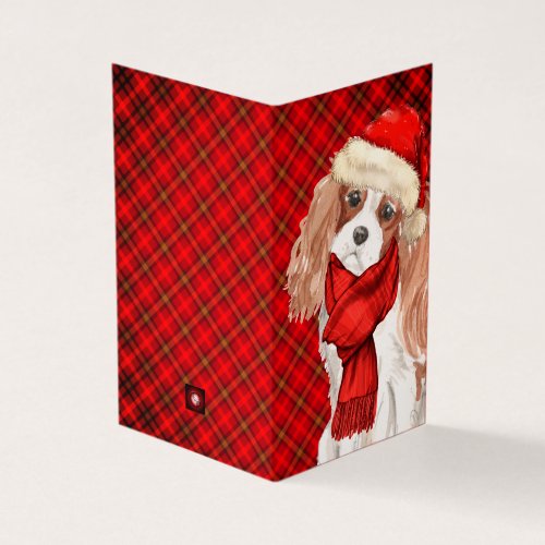 King Charles Christmas Dog Red Plaid Holiday