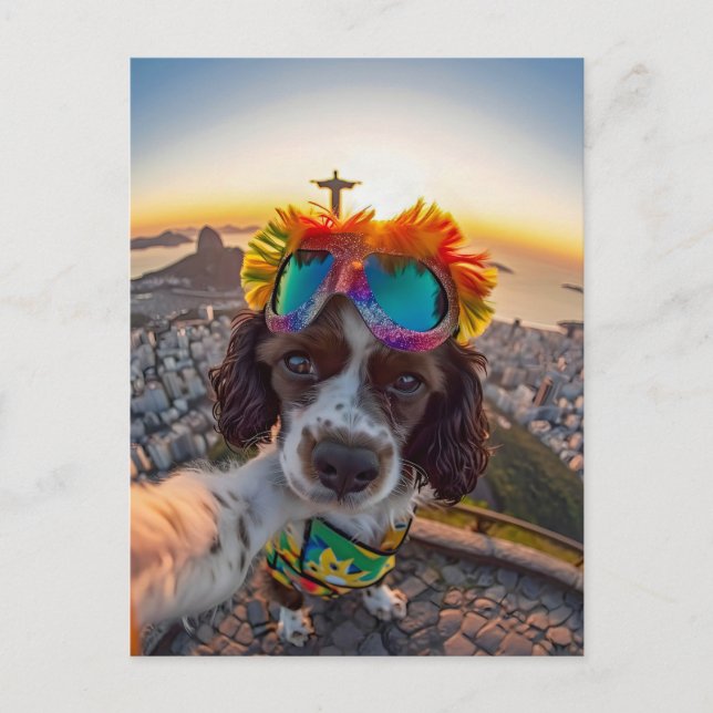 King Charles Cocker Spaniel in Brazil Holiday Postcard (Front)