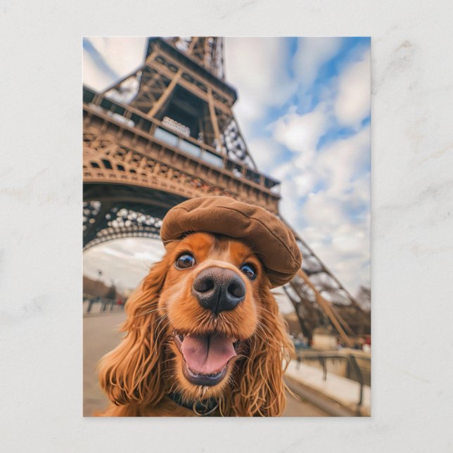 King Charles Cocker Spaniel in Paris Holiday Postcard (Front)