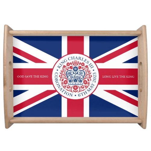  King Charles Coronation Logo UK Flag Custom Text Serving Tray