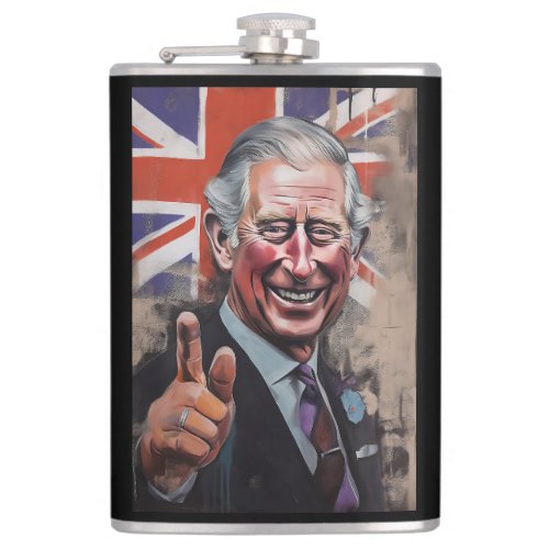 King Charles Coronation Union Jack_ Big Ben Flask