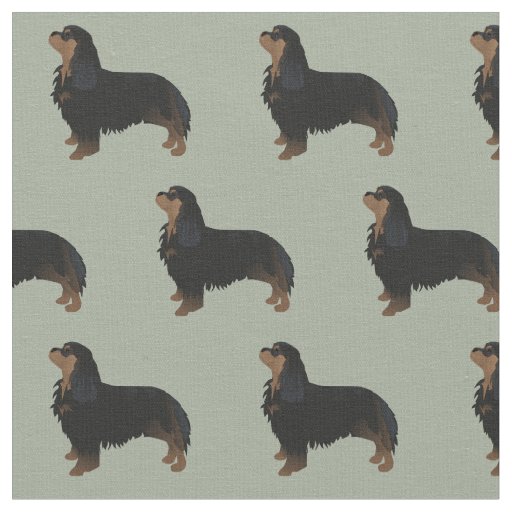 King Charles Dog Breed Illustration Silhouette Fabric