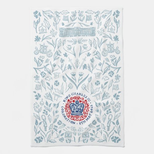 King Charles Hand Drawn Royal Coronation Logo Kitchen Towel