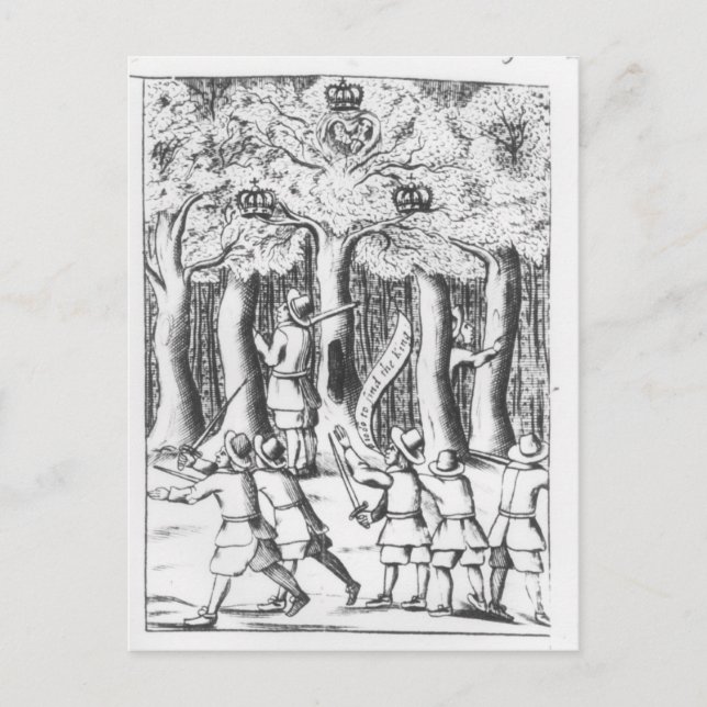 King Charles II  hiding in an oak tree Postcard (Front)