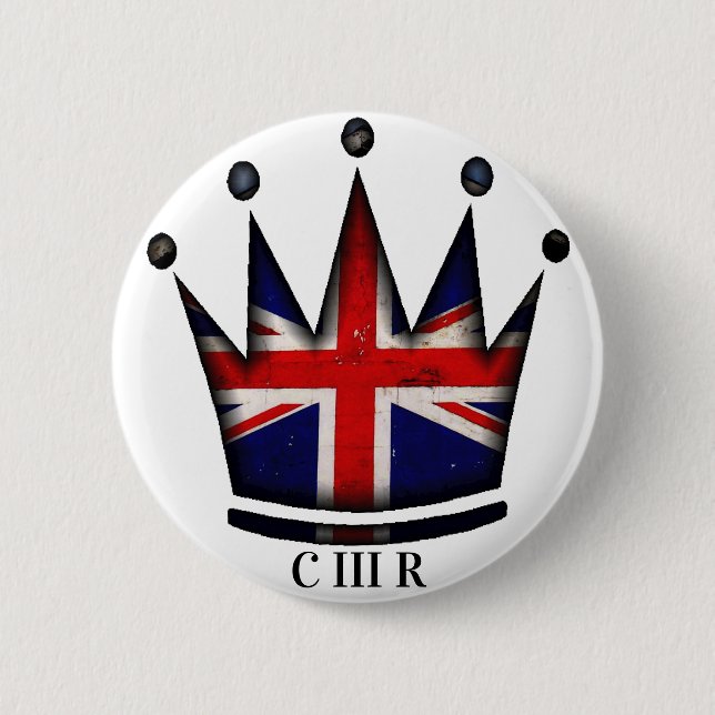 King Charles III  6 Cm Round Badge Button (Front)