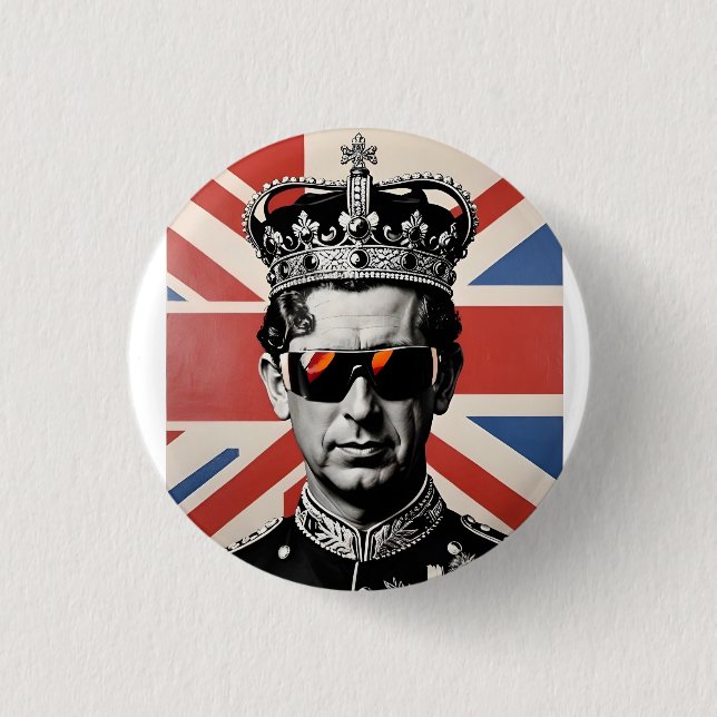 king Charles iii badge pin button union jack  (Front)
