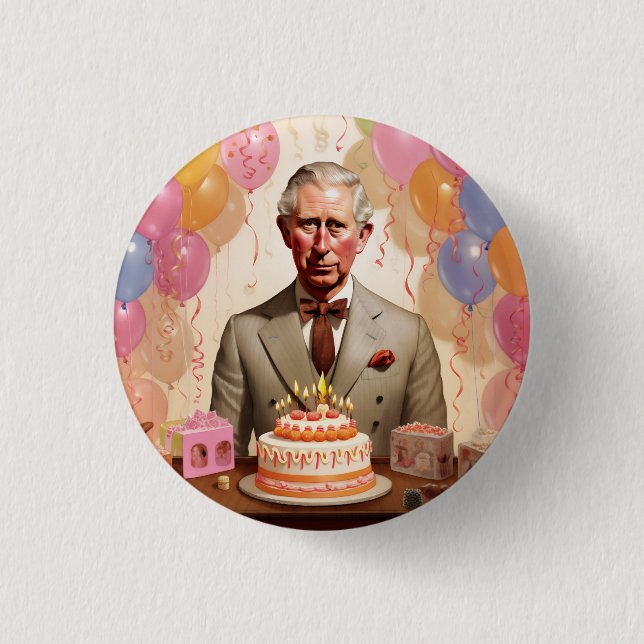 King Charles III Birthday Party Button (Front)