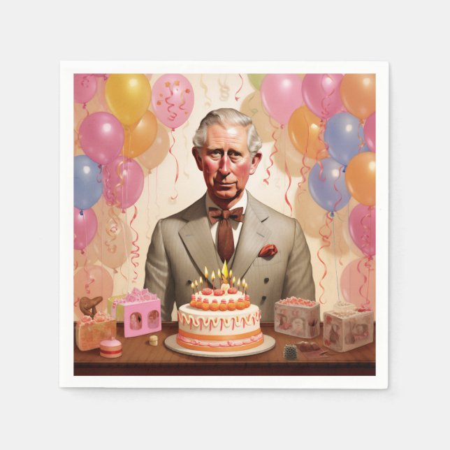 King Charles III Birthday Party Napkins (Front)