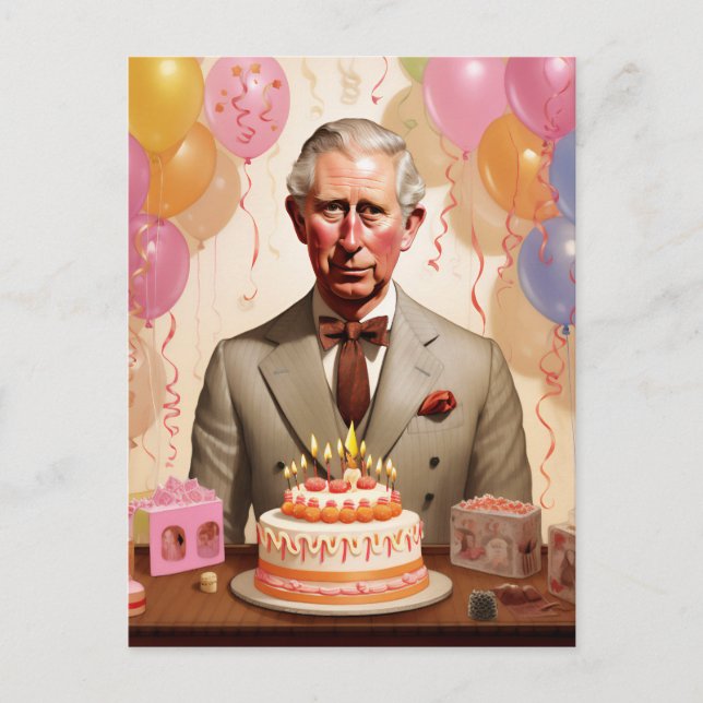 King Charles III Birthday Party Postcard (Front)
