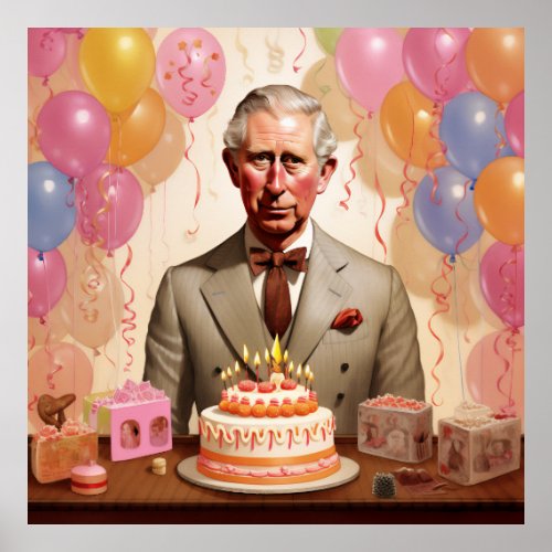 King Charles III Birthday Party Poster