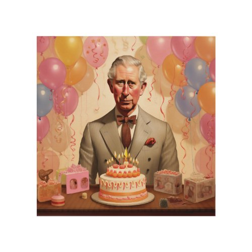 King Charles III Birthday Party Wood Wall Art