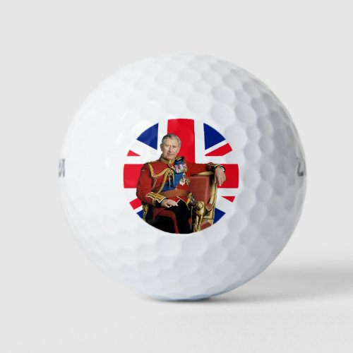 King Charles III British flag Red White Blue Golf Balls