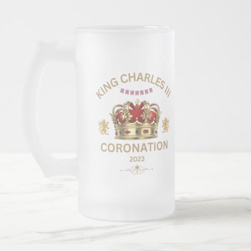 King Charles III Coronation 2023 Frosted Pint Glas Frosted Glass Beer Mug