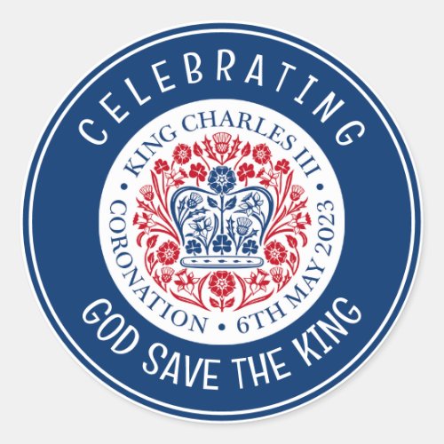 KING CHARLES III Coronation Blue Classic Round Sticker