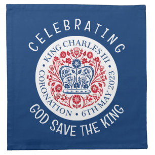 KING CHARLES III Coronation Blue Souvenir Cloth Napkin