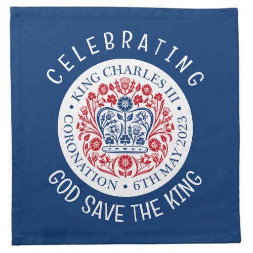 KING CHARLES III Coronation Blue Souvenir Cloth Napkin