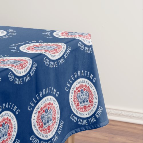 KING CHARLES III Coronation Blue Souvenir Tablecloth