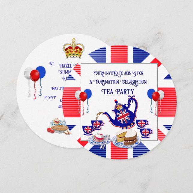 King Charles III Coronation Celebration Tea Party  Invitation (Front/Back)