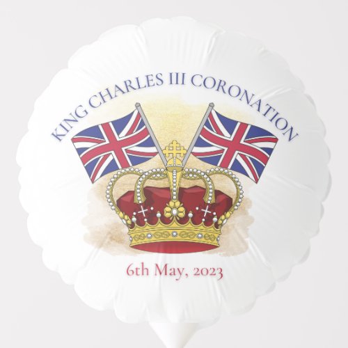 King Charles III Coronation Crown and Flags Balloon