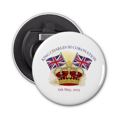 King Charles III Coronation Crown and Flags Bottle Opener