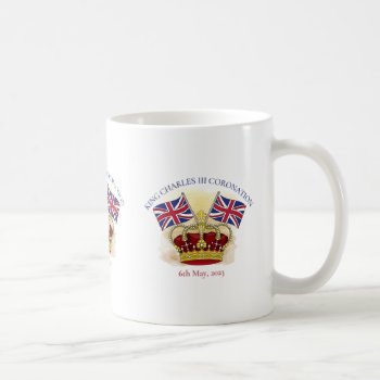 King Charles Iii Coronation Crown And Flags Coffee Mug by SunshineDazzle at Zazzle