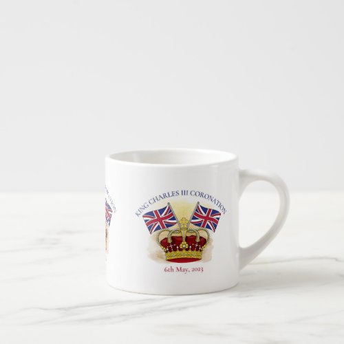 King Charles III Coronation Crown and Flags Espresso Cup