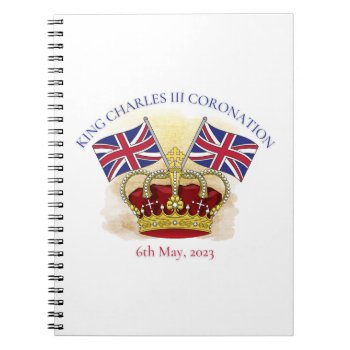 King Charles Iii Coronation Crown And Flags Notebook by SunshineDazzle at Zazzle