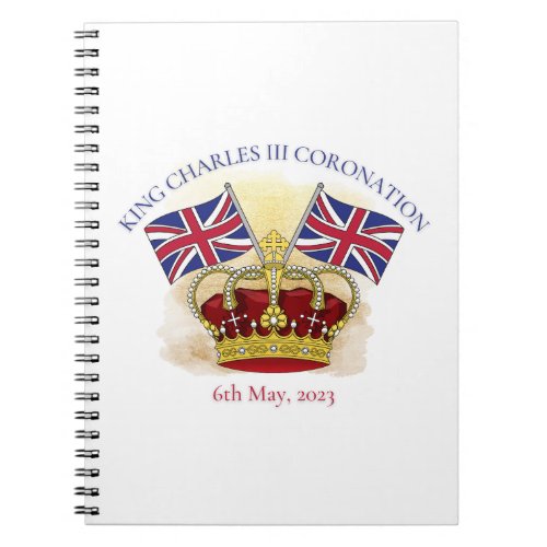 King Charles III Coronation Crown and Flags Notebook