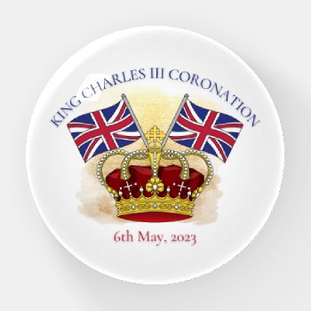King Charles Iii Coronation Crown And Flags Paperweight by SunshineDazzle at Zazzle