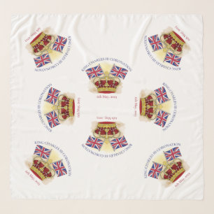 King Charles III Coronation Crown and Flags Scarf